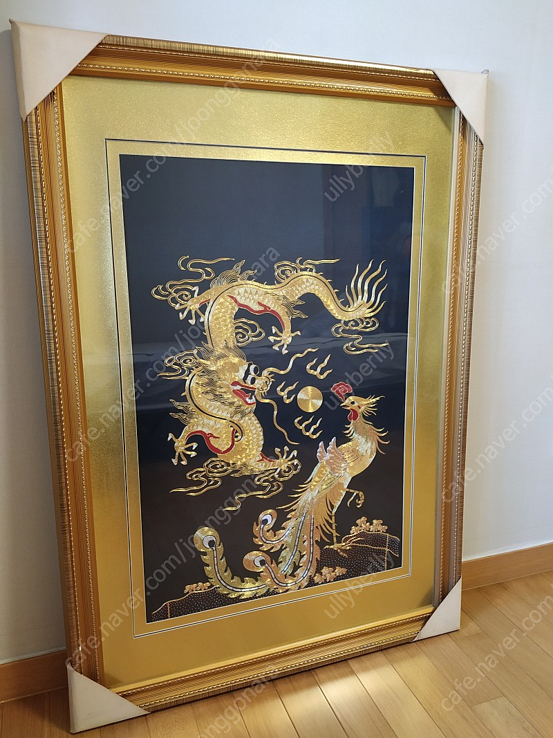 중국 전통 자수 금실 호랑이 봉황 액자, 인테리어 소품