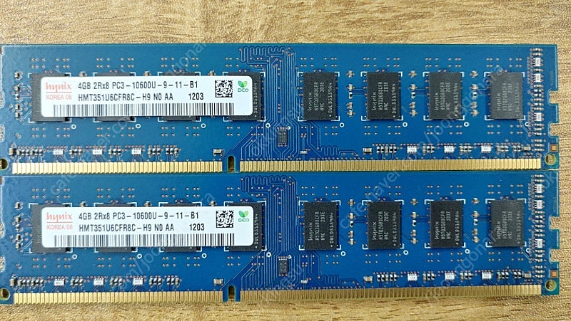 DDR3 PC3 10600 4G 양면2개 각12,500원