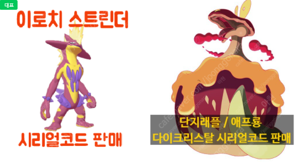 닌텐도 스위치 포켓몬스터 단지래플 애프룡 다이크리스탈 / 이로치스트린더 시리얼코드 이상한선물 한정판매