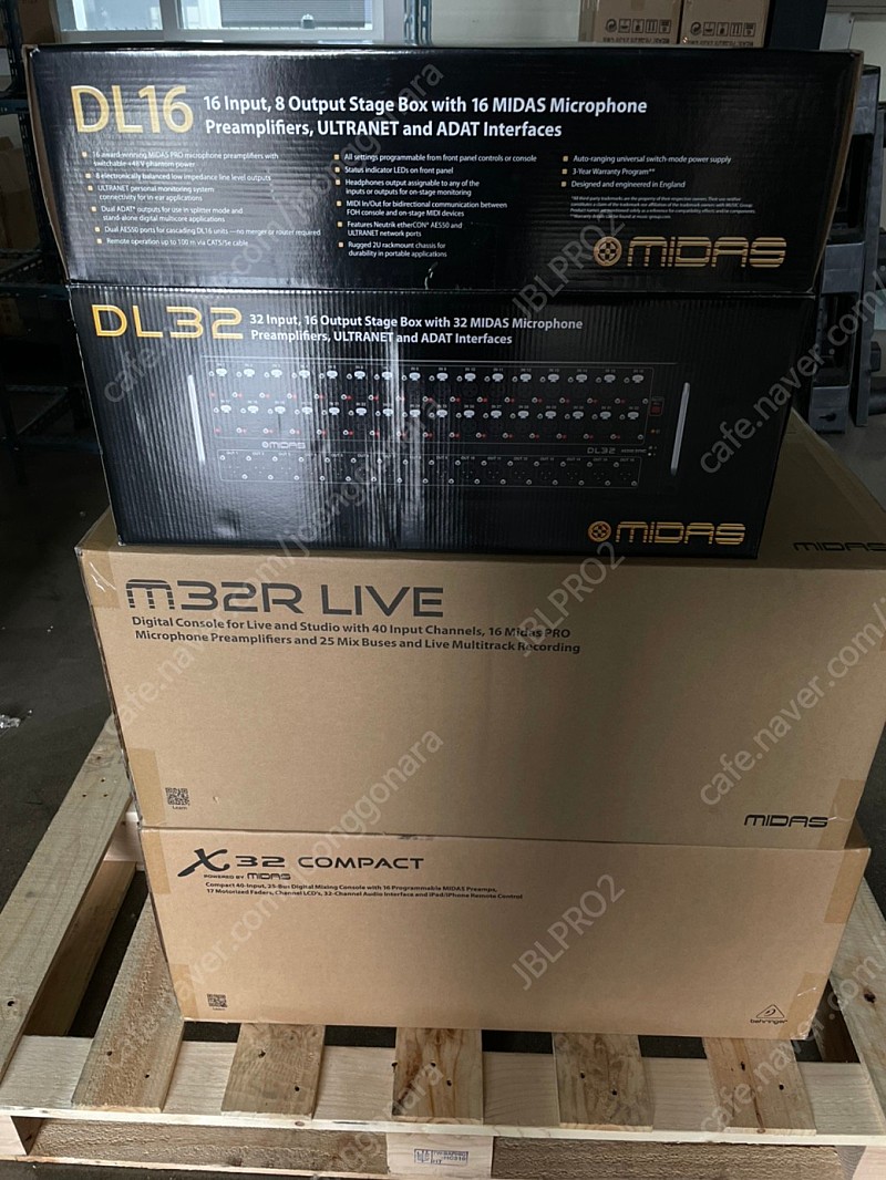 마이다스M32R, 베링거X32컴팩트 디지털믹서, DL32, DL16 스테이지랙
