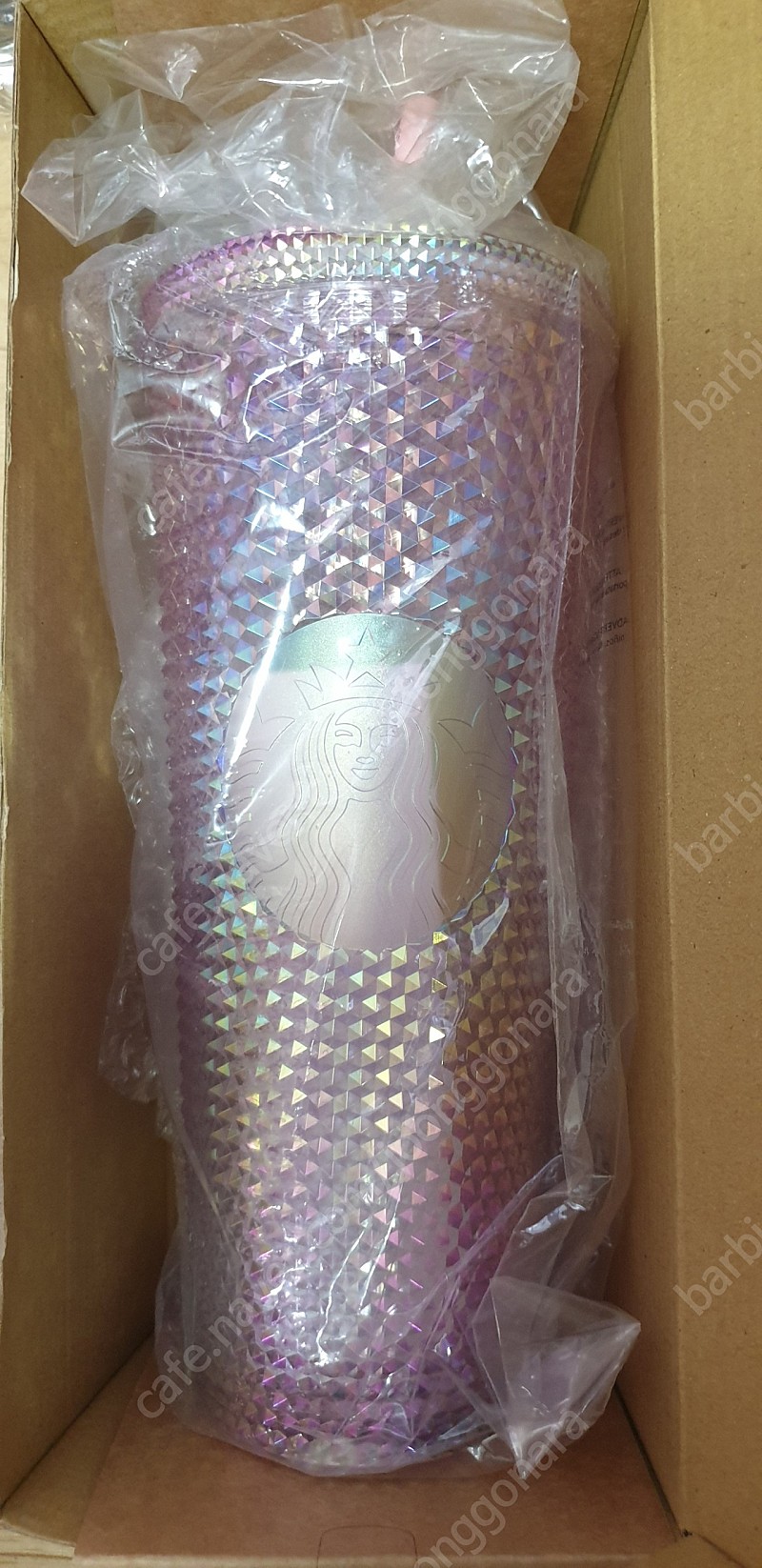스타벅스 중국 지압텀블러 지압 콜드컵 핑크 홀로그램 오로라