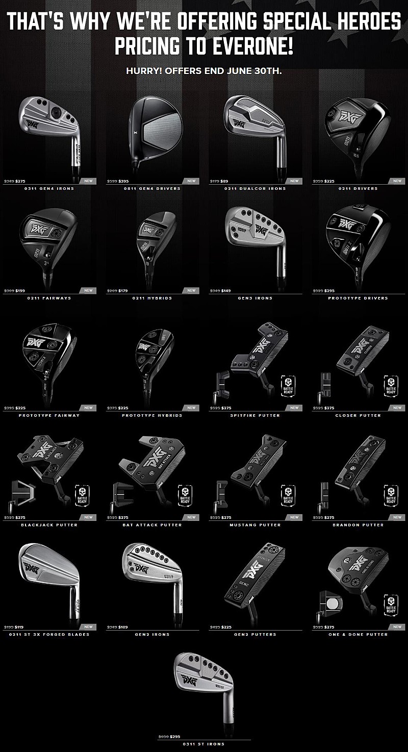 PXG 공홈 직구 아이언 젠2 $109 / 젠3 $149 / 젠4 $275