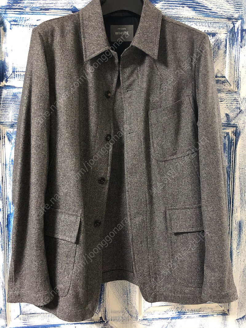 Private White Grey Wool Herringbone Shirt Jacket 셔켓 자켓 셔츠