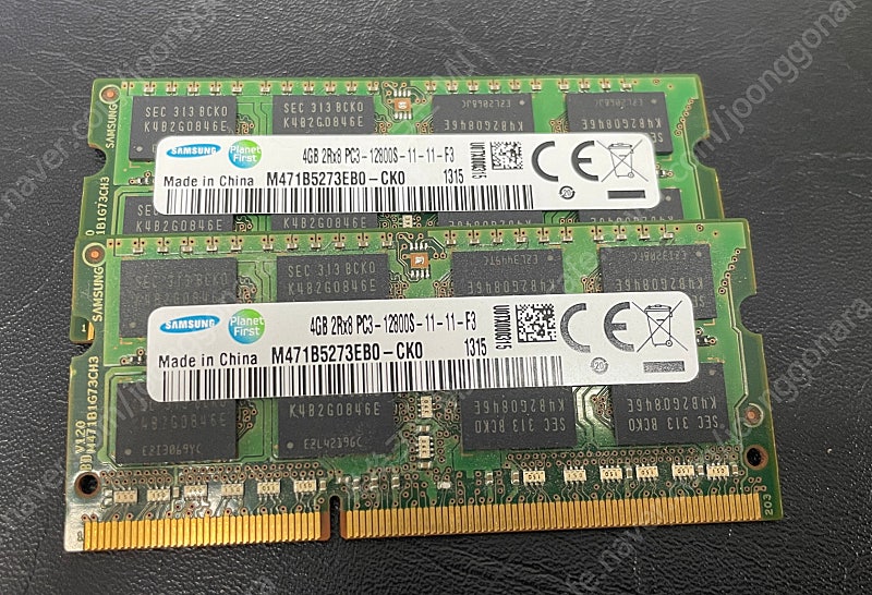 삼성 DDR3 4GB PC3-12800s 2개 판매합니다