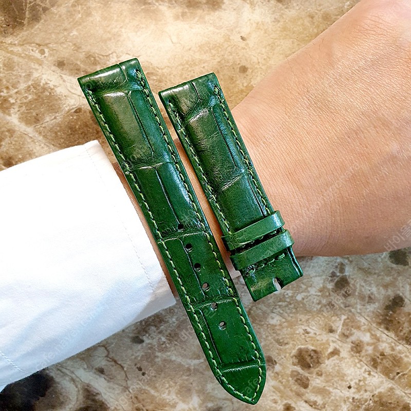 저먼 남자 수제 악어 가죽 정장 스포츠 시계줄 시계밴드 20MM GREEN 그린색 (새상품)