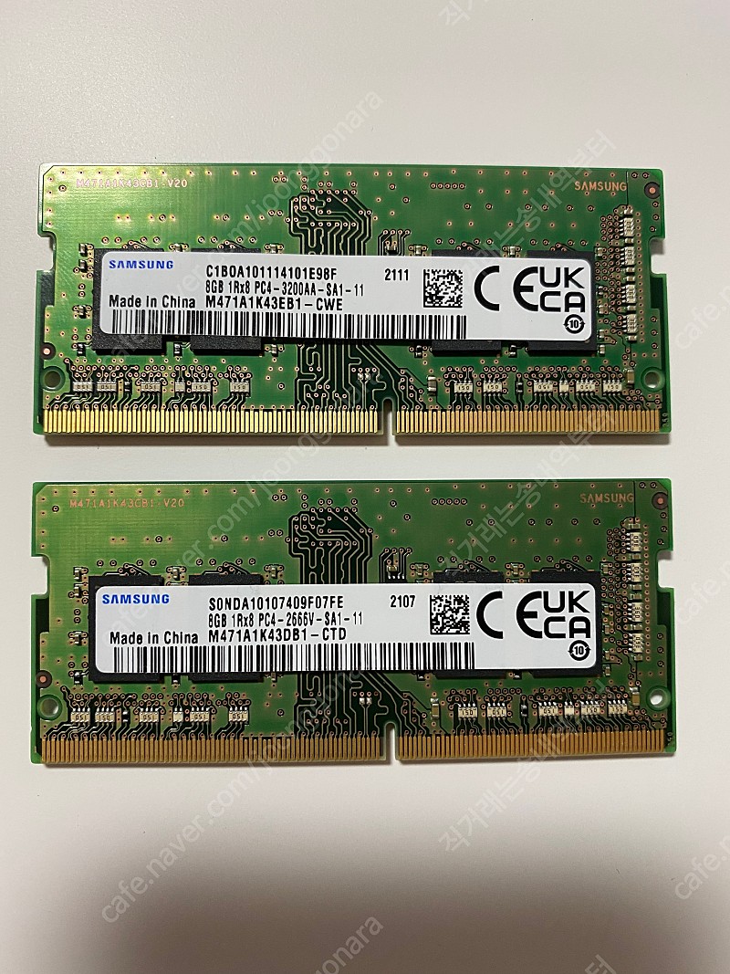 삼성 RAM 노트북용 ddr4 8G 2개 개당 35000원