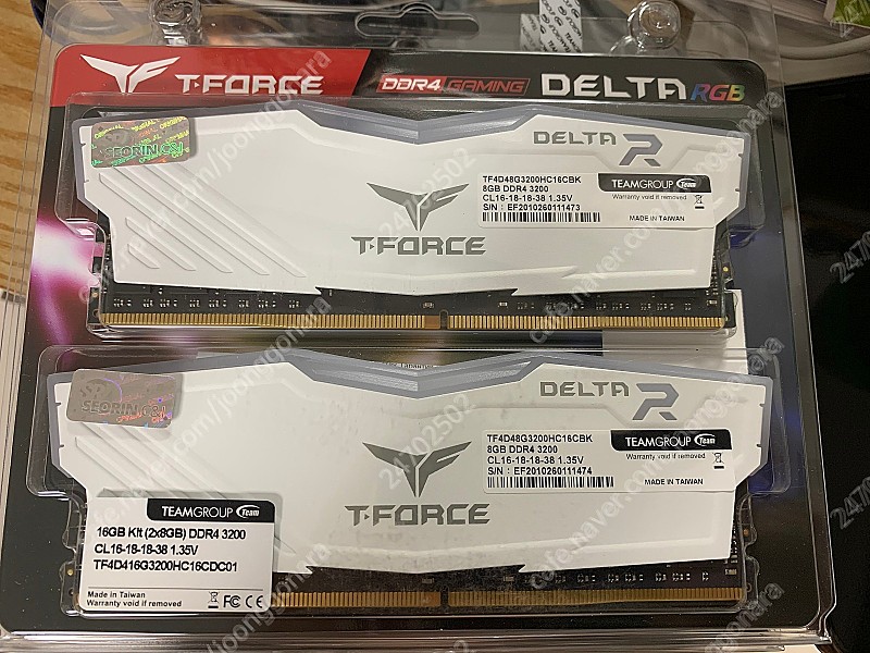 [미개봉]T-Force DDR4 16G PC4-25600 CL16 Delta RGB 화이트 (8Gx2)