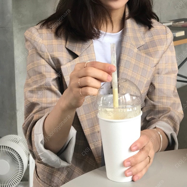 에번라포레 체크자켓 (벨트세트)--2