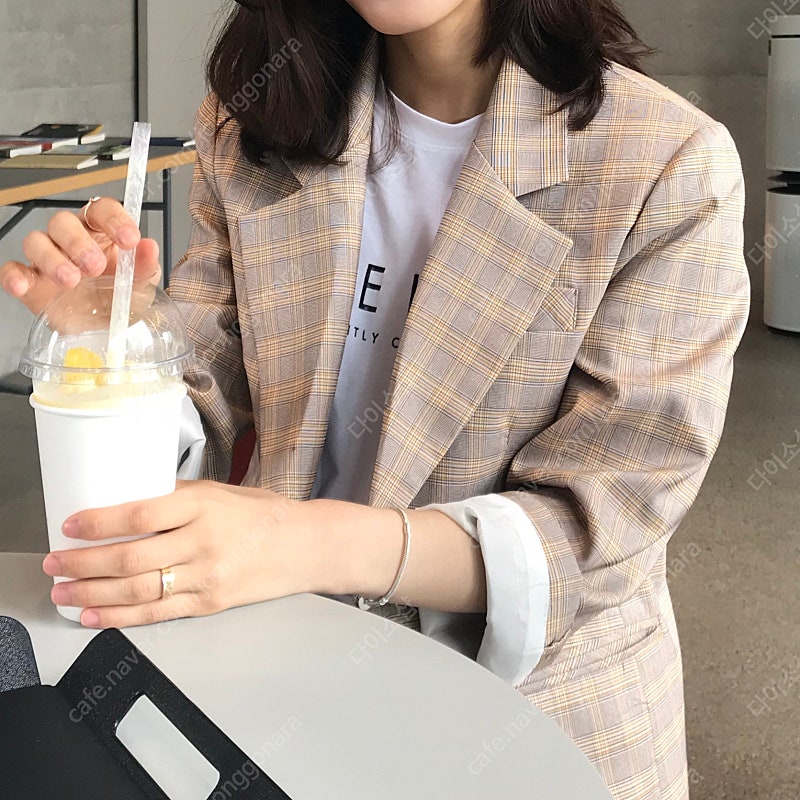 에번라포레 체크자켓 (벨트세트)