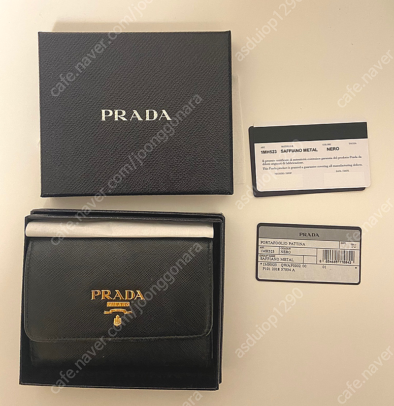 PRADA 프라다 사피아노 여자지갑 1MH523 블랙+정품,보증서 있음