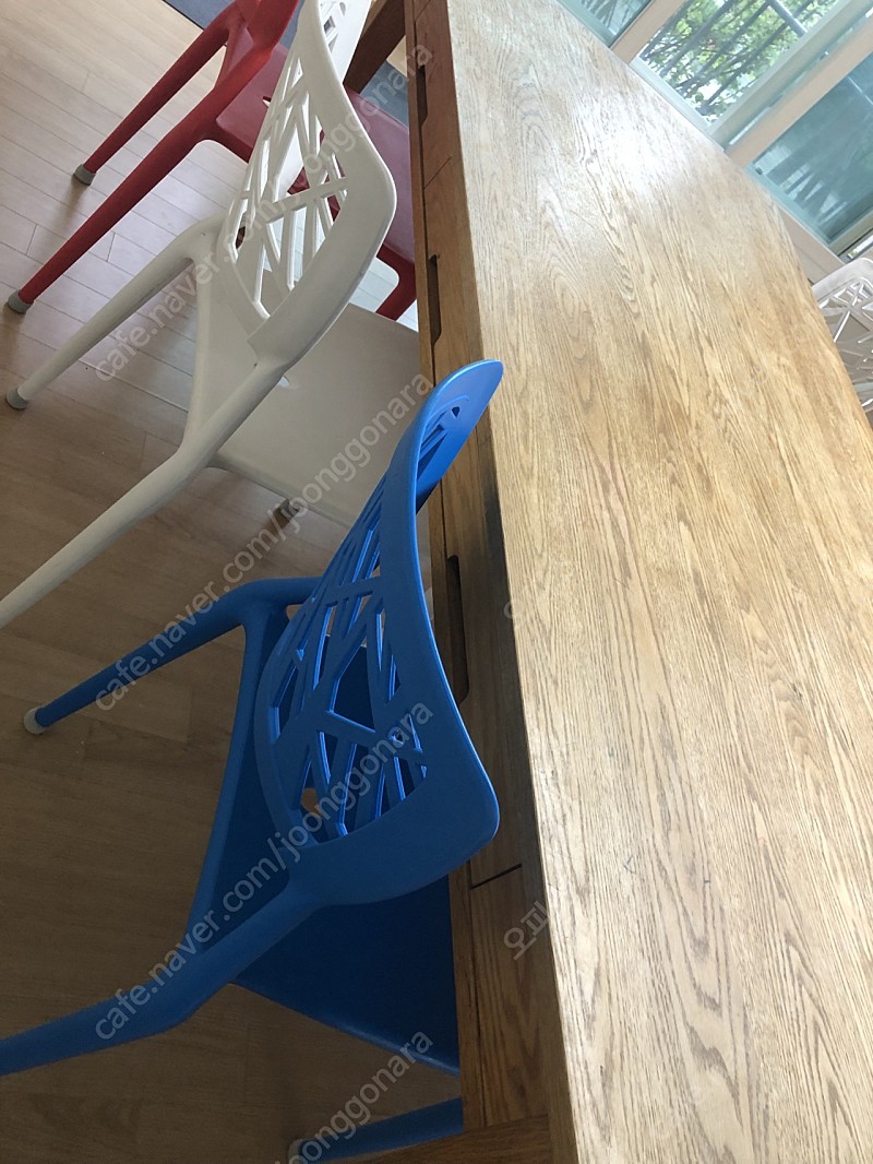 원목8인 테이블+프라스틱 의자