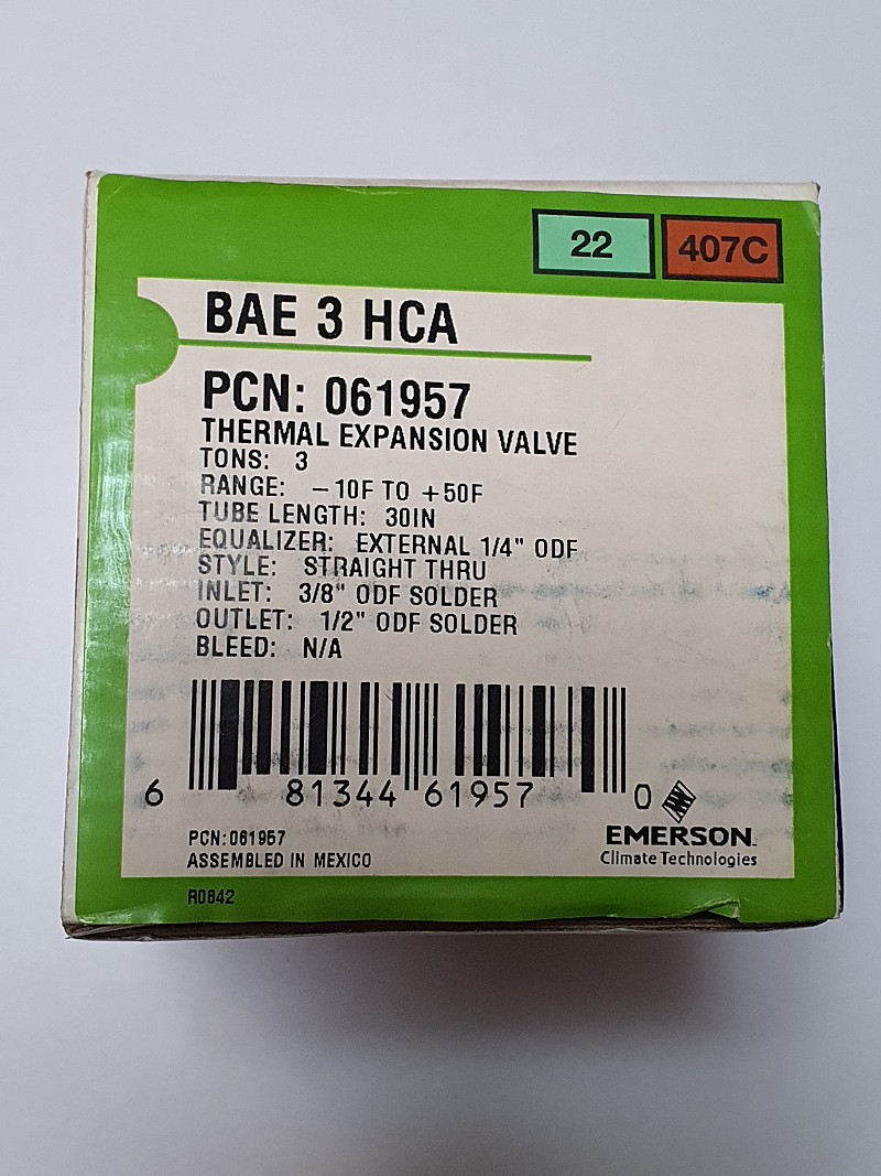 TXV 팽창밸브 BAE 3 HCA R22 R407C