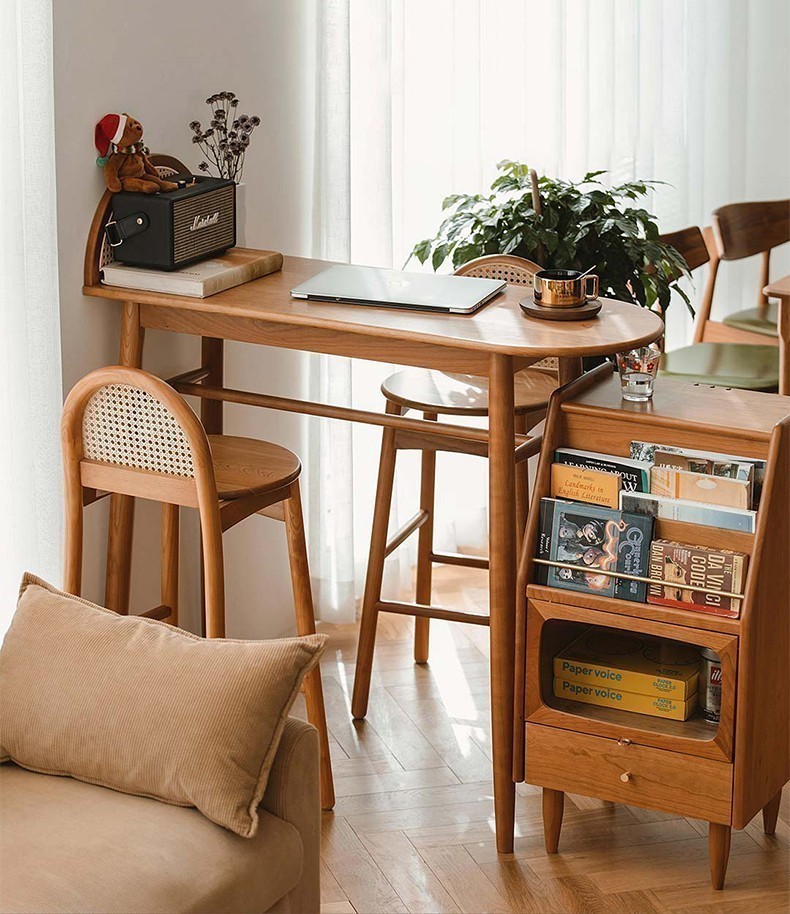 홈바 홈카페 높은다리 원목 라탄 미니 테이블 식탁 의자 세트 카페 식당 책상