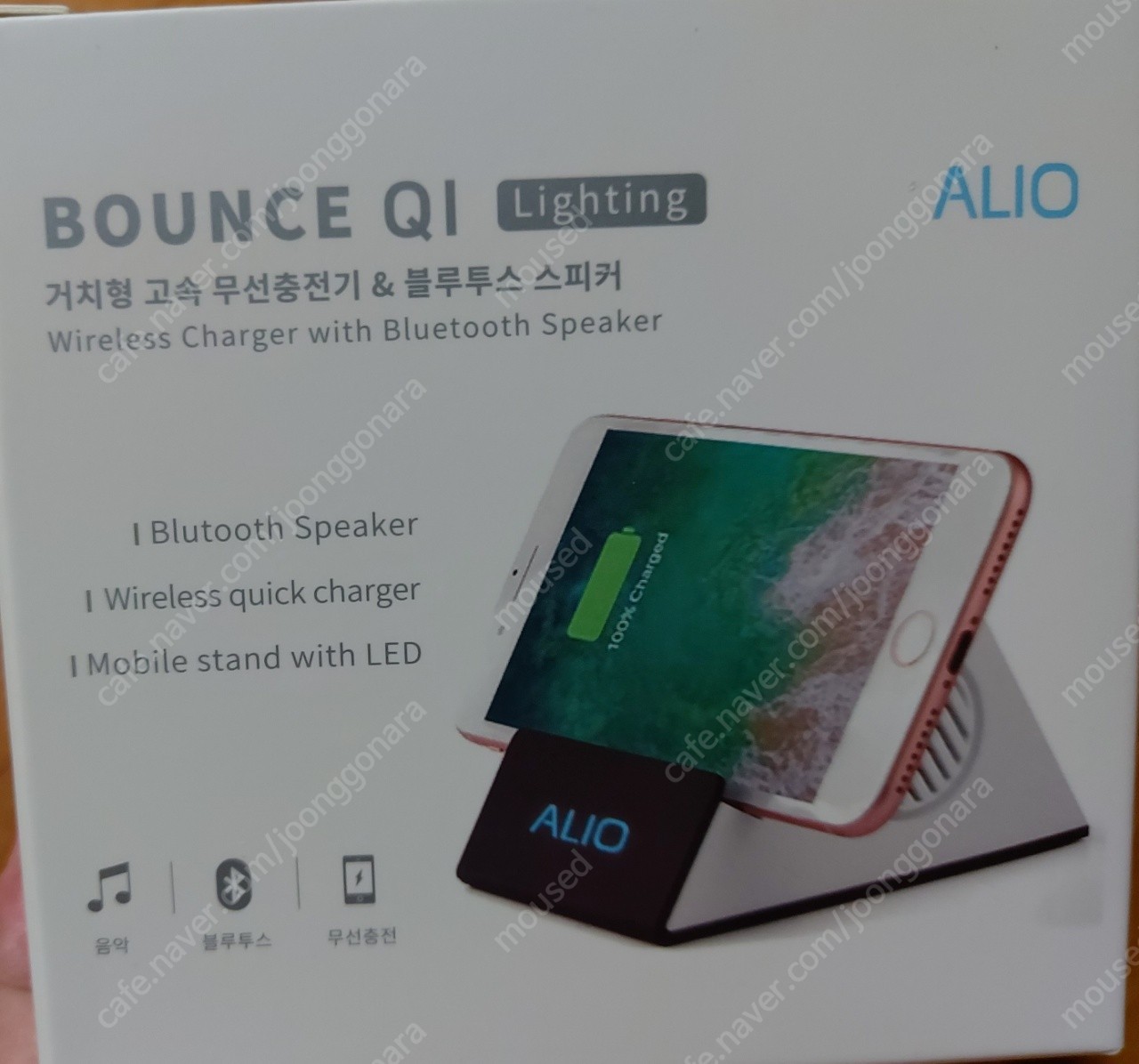 [미개봉] alio bounce QI 올인원 휴대폰 거치대(블루투스 스피커 & 무선 충전기 일체형)