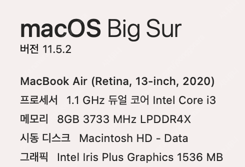 맥북에어 2020 i3 기본형 스페이스 그레이 + 매직마우스2 -경기 광주
