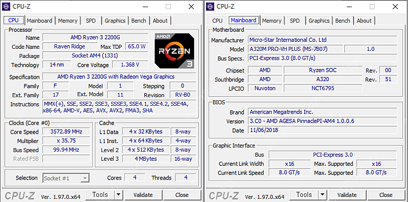 MSI A320M PRO-VH PLUS, 삼성 ddr4 8G 램 팝니다.