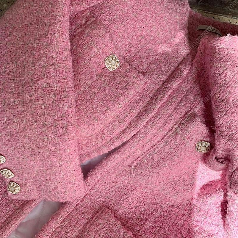 바이씨니 메로나 핑크 트위드자켓