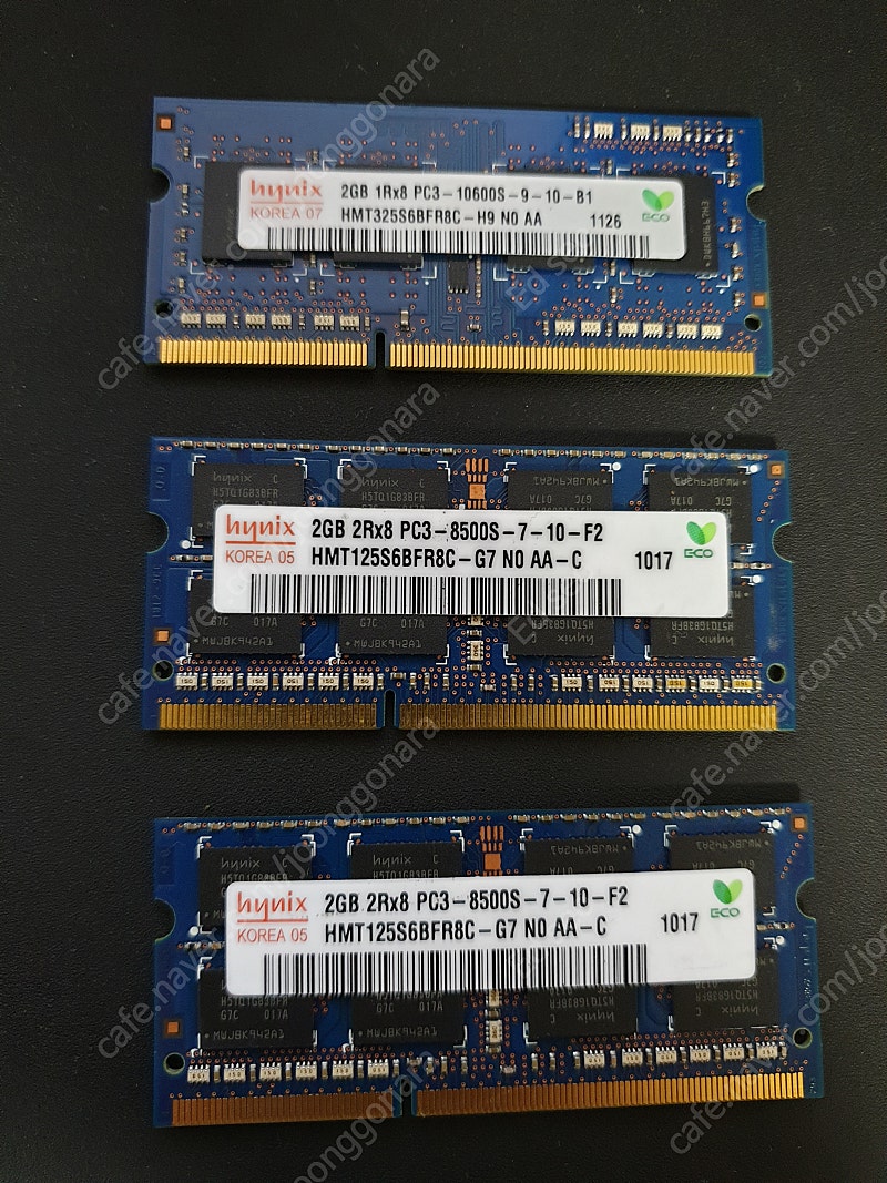 노트북 DDR3 램 2GB×3 택포1.5팝니다