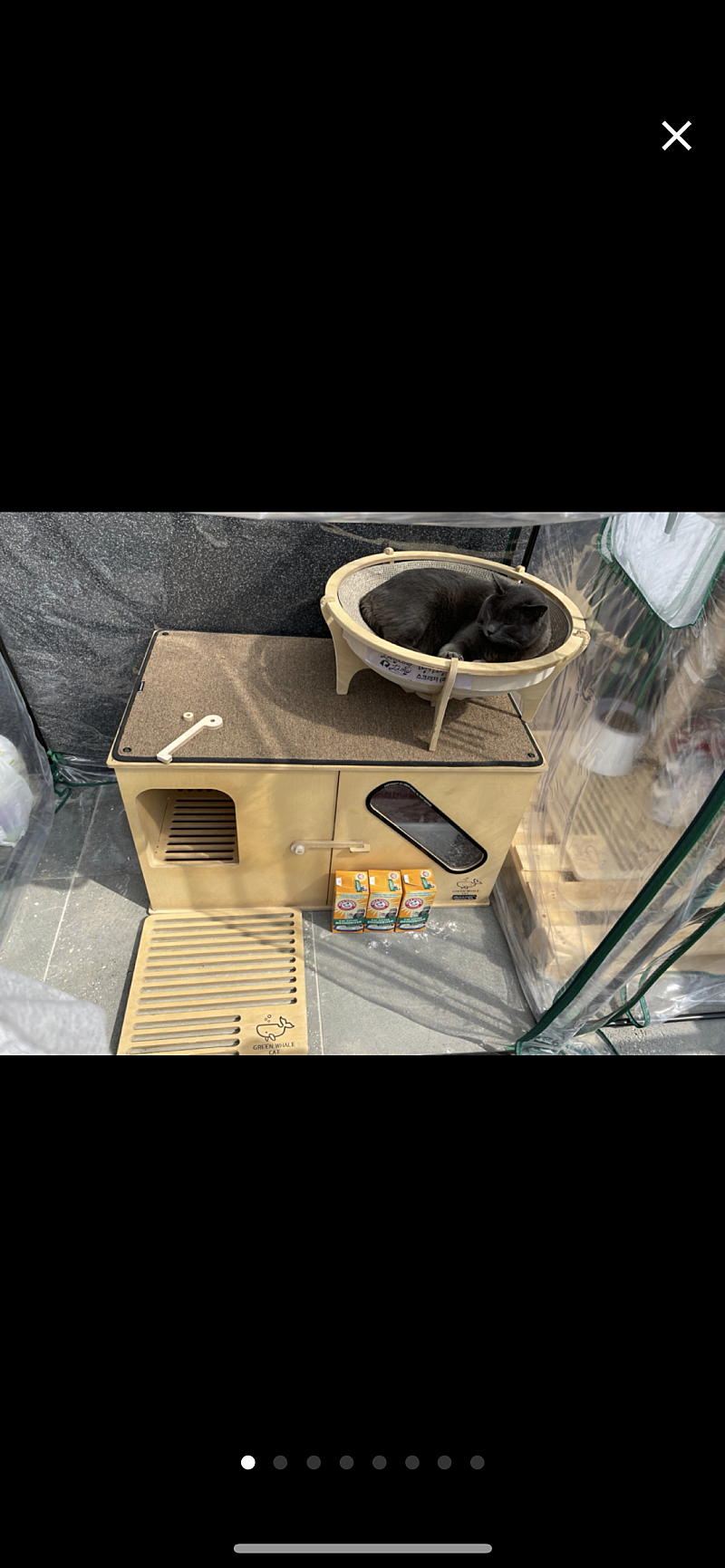 [천안]그린웨일 C1(사이즈업) 고양이 원목 화장실+원목발판+리빙박스+모래탈취제+모래삽
