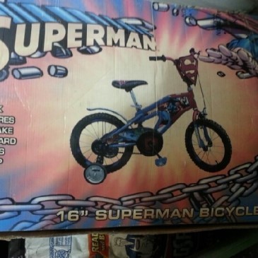 슈퍼맨 자전거 아동 16인치 4세이상 보조바퀴 10만원