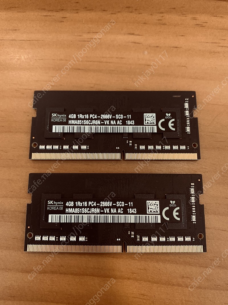 노트북용 램 DDR4 4gb x2 8gb