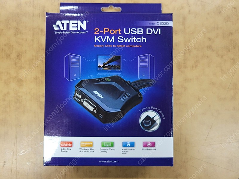 (미개봉) ATEN 2-포트 USB DVI KVM 스위치 CS22D (3만원)