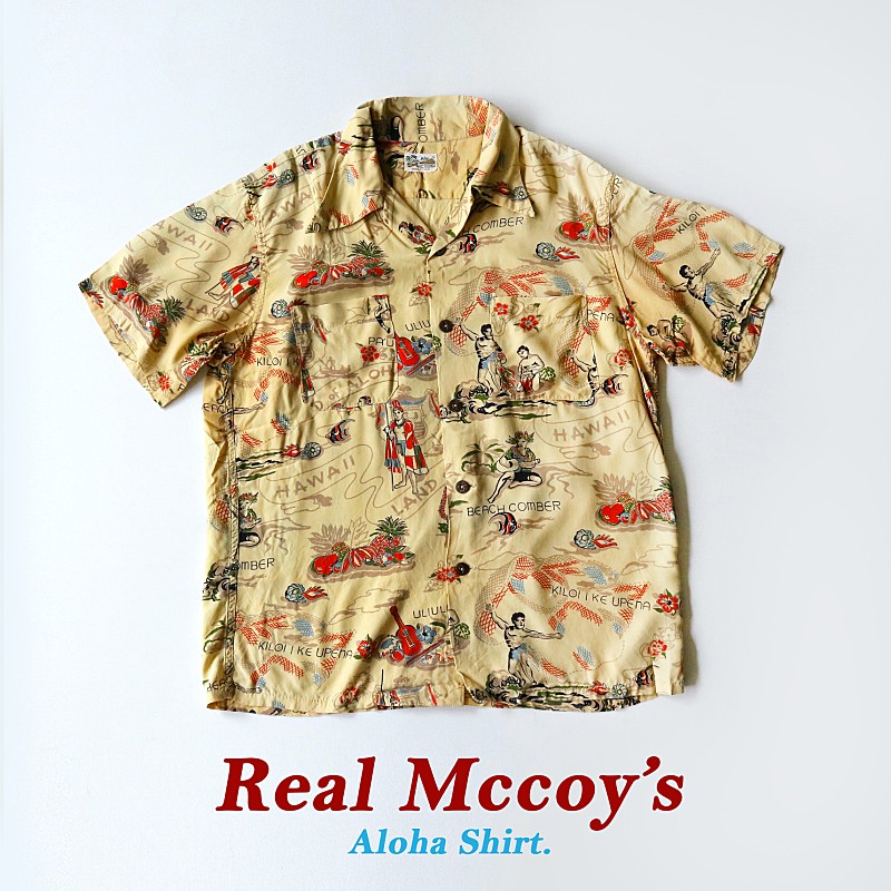 리얼맥코이 레이온 알로하 하와이안 셔츠 L사이즈 REAL MCCOYS AlohaMccoy Honolulu Hawaii Shirts