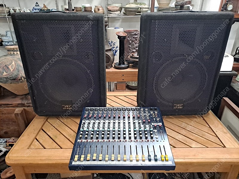 와피데일 모니터스피커 evp-12m 1조와 사운드크래프트 12채널 믹서 epm12