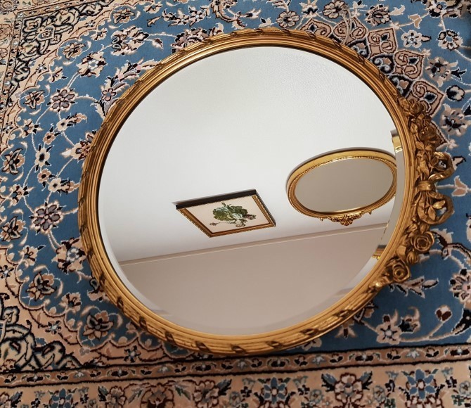 영국 앤틱 로즈갈란드 금장 거울, 이태리 최고급 크리스탈 대형 스탠드 한쌍, 영국 앤틱 통브론즈천사장식, 컬렉션장
