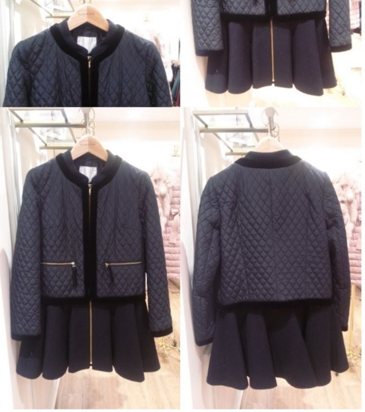 레니본 샤넬 퀼팅 블랙 패딩 코트--2