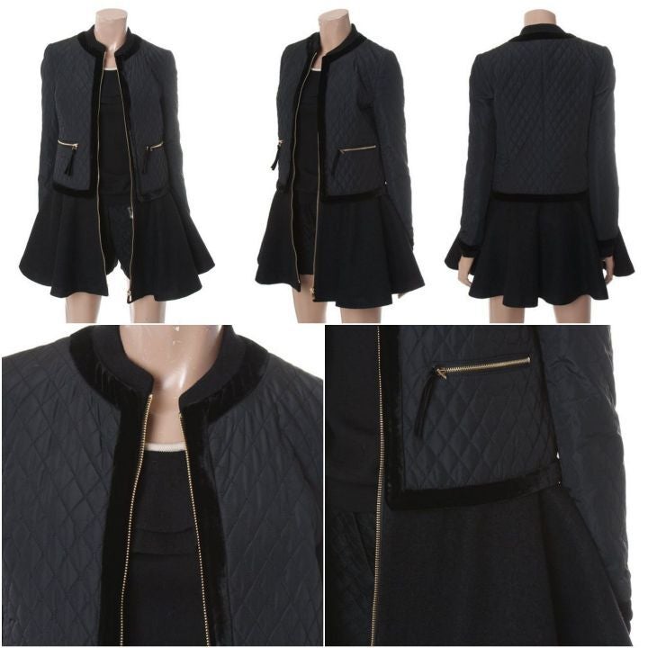레니본 샤넬 퀼팅 블랙 패딩 코트--3