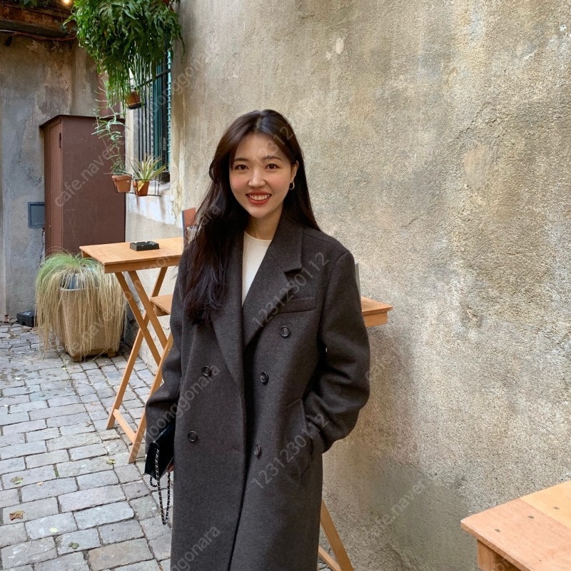 코드유 더블롱코트 브라운 새상품