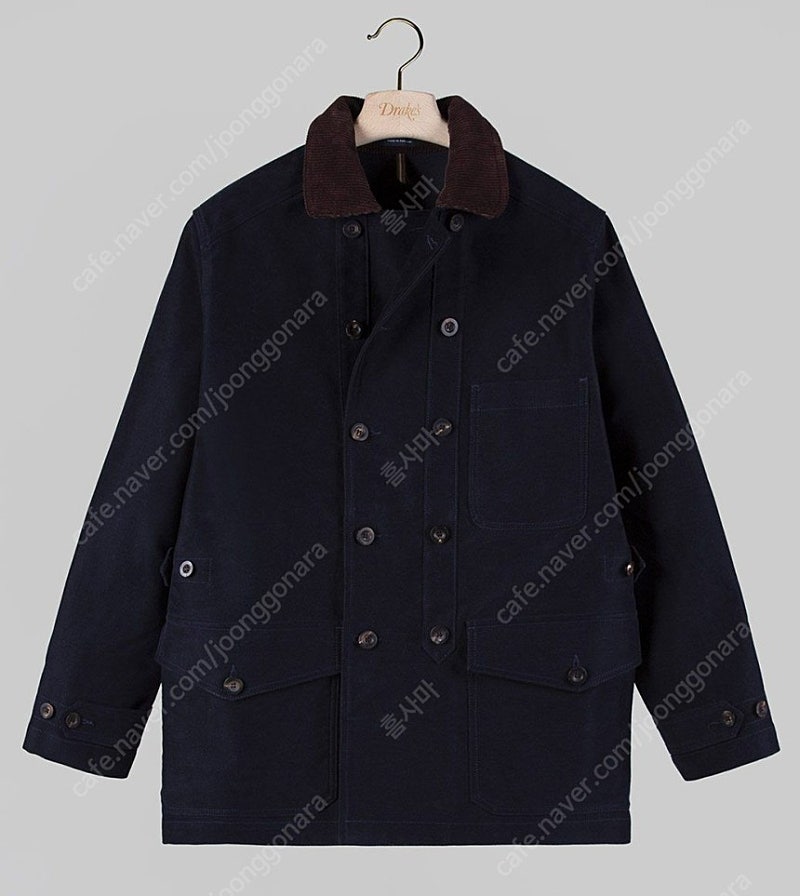 드레익스 Navy Japanese Moleskin Double-Breasted Work Coat