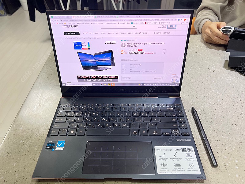 고사양 4K OLED 노트북 젠북 플립 S ZenBook Flip S i7-1165 Iris 16gb 1TB M.2