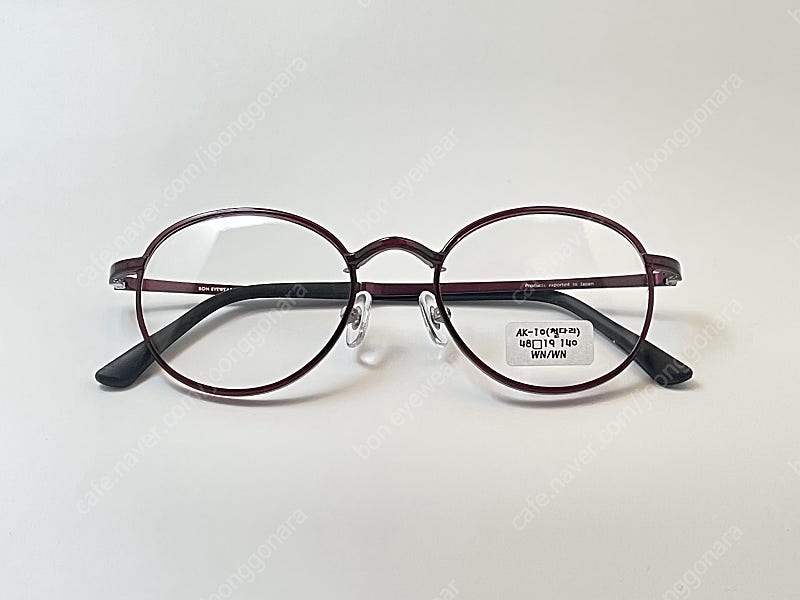 와인색상 국산 동글이 울템 안경 안경테 BON EYEWEAR