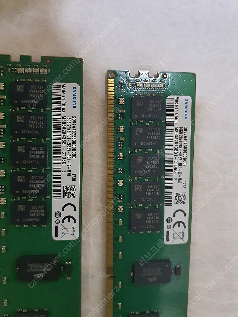 삼성 서버용 램DDR4 2666 ecc rdimm 16기가 2개