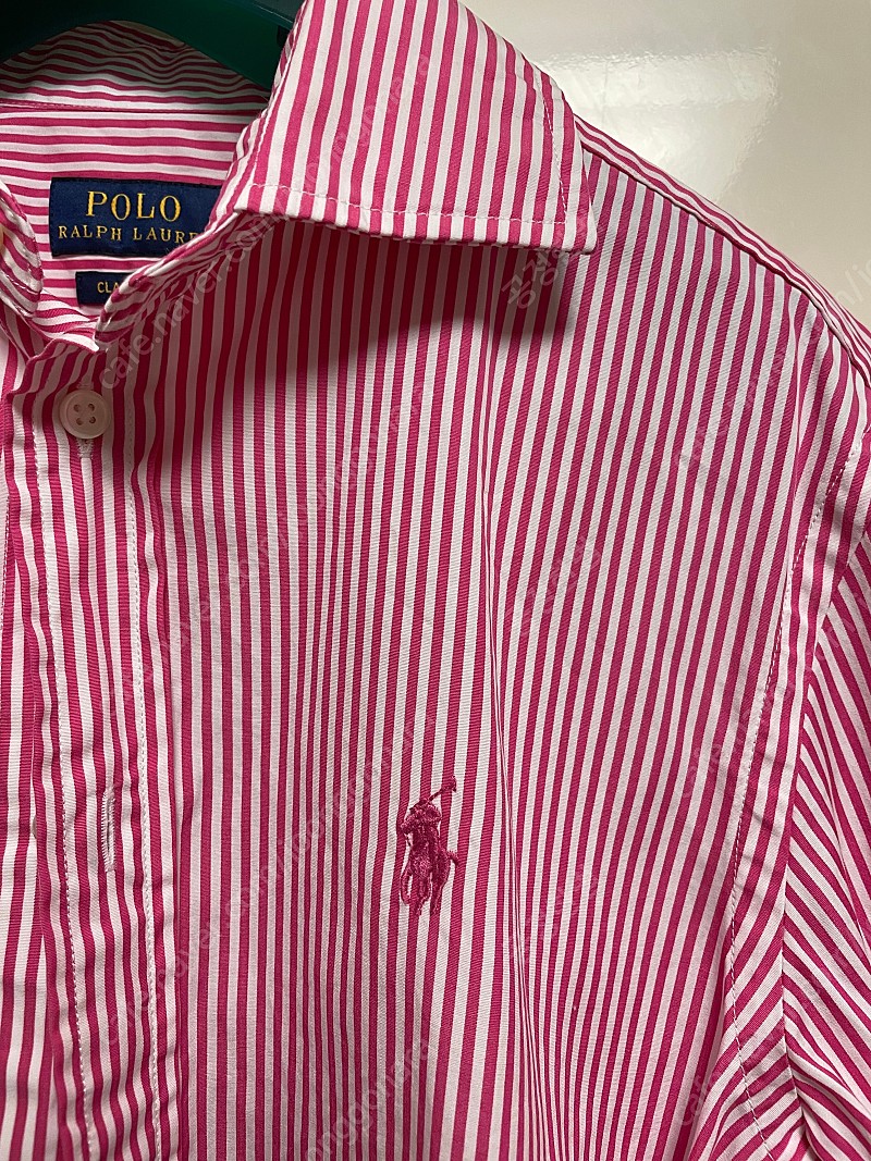 (백화점구매정품) 무료배송 - 폴로랄프로렌 여성 클래식핏 스트라이프 셔츠 분홍 2사이즈 팝니다 (약35% 할인가)