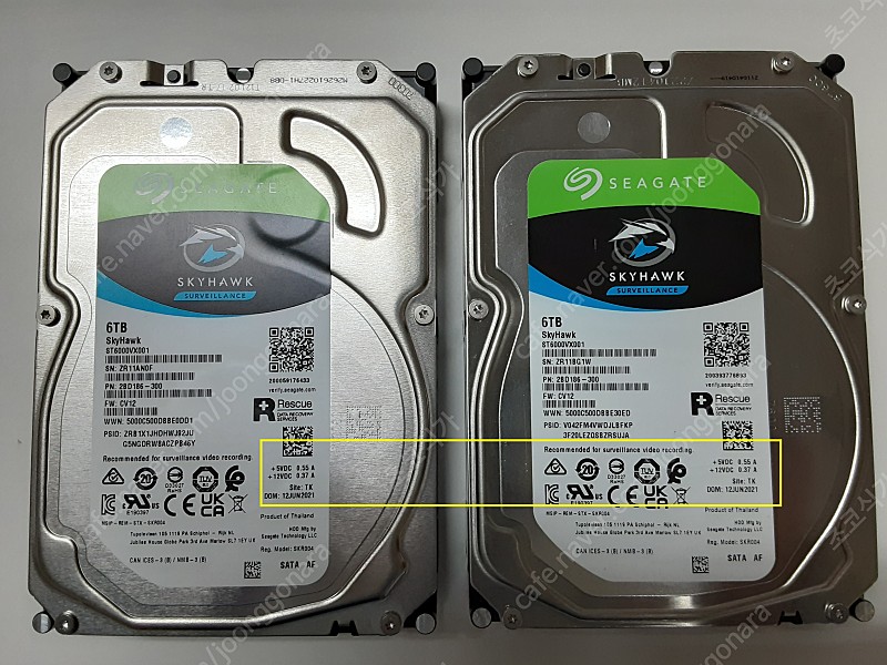 Seagate 6TB SKYHAWK 2개