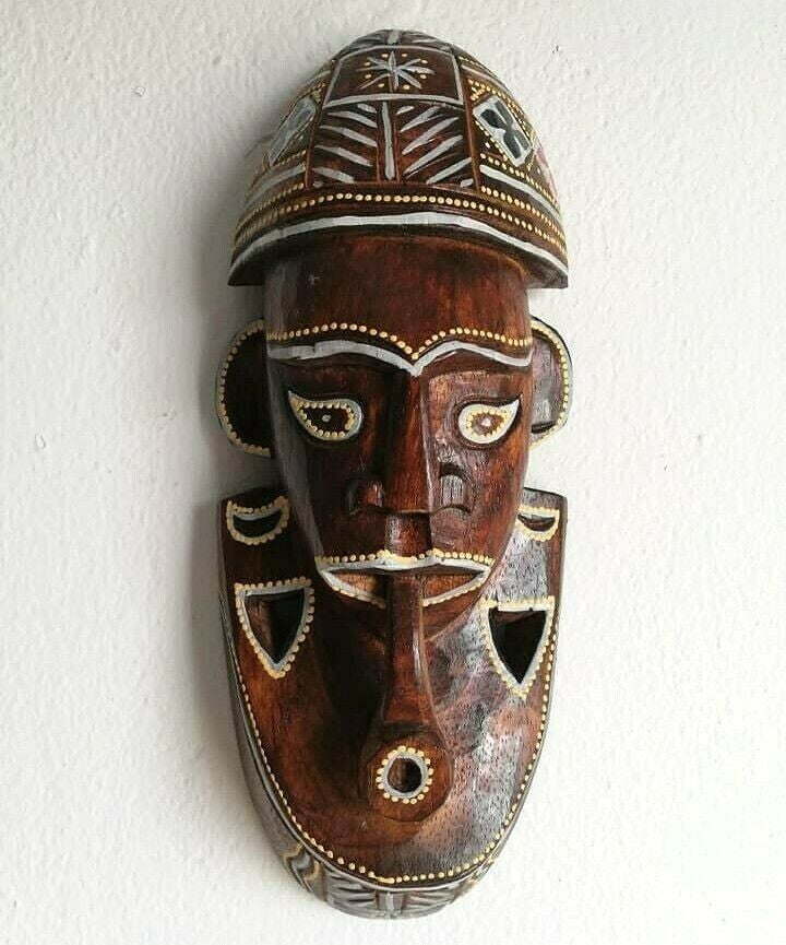 수공예품 남성 조각 Mask Tribal African Wise~Man Wooden Face Decoration Bali Pipe Hand Carved Bali