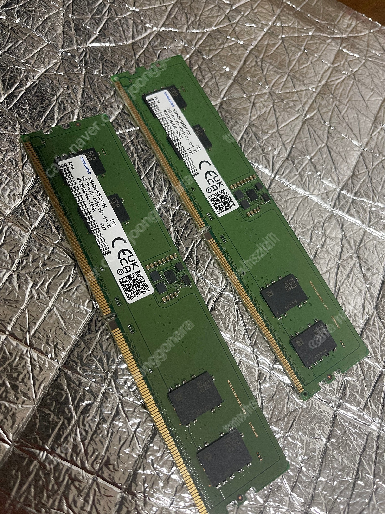 삼성 DDR5 8GB 2장 판매합니다. 일주일 사용품