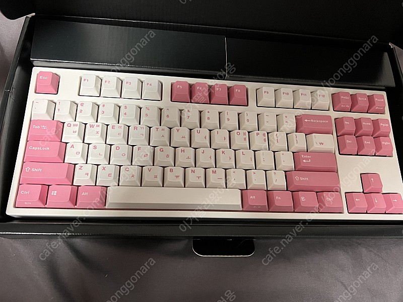 레오폴드 fc750r 한글 핑크 화이트 pbt키캡 청축