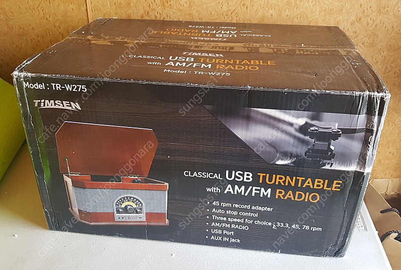 박스개봉 미사용 빈티지 레트로 감성 클래식 USB 턴테이블 라디오