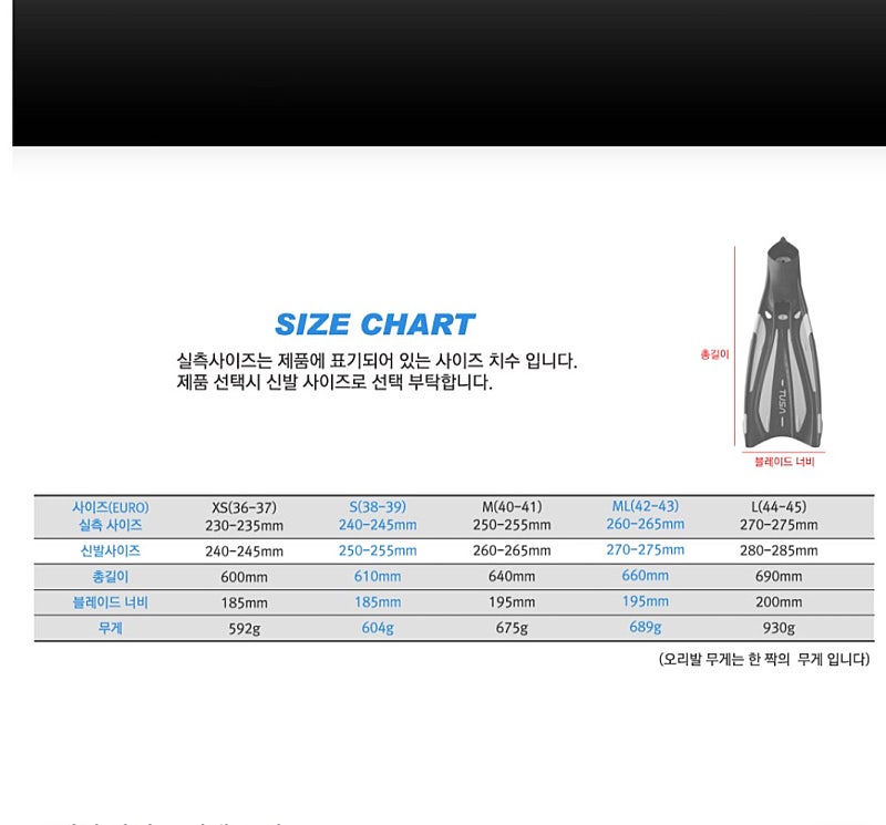 투사 Tusa 고급형 오리발 ff23 L사이즈--4