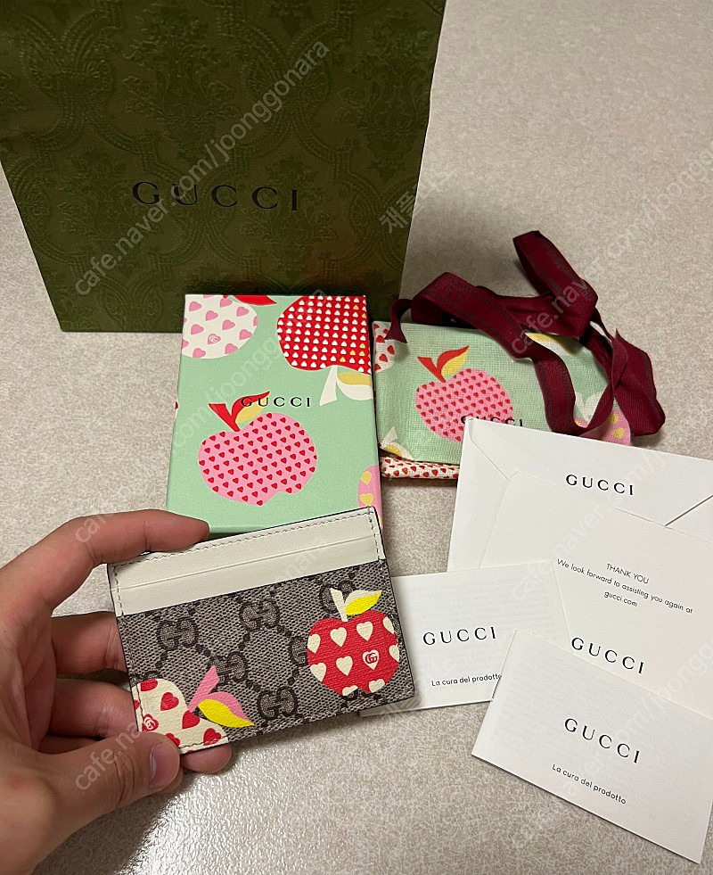 [정품 풀구성] 구찌 Gucci 사과 에디션 수프림 여성 카드지갑