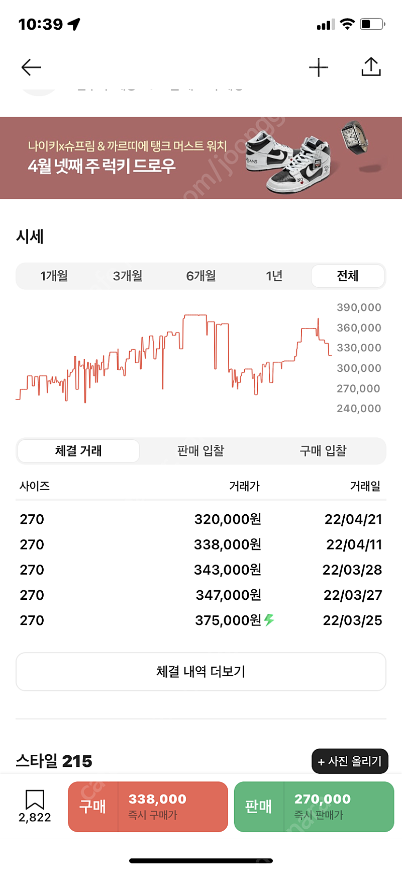 나이키 데이브레이크sp베주 베가스골드 270 새상품 판...--1
