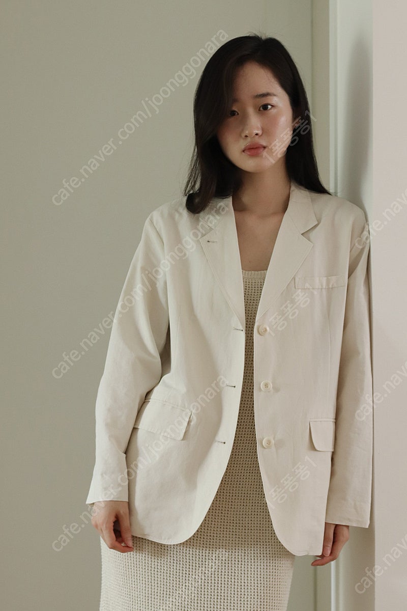 레터 린넨 블렌드 자켓 크림 letter Linen blend jacket in cream (새상품)