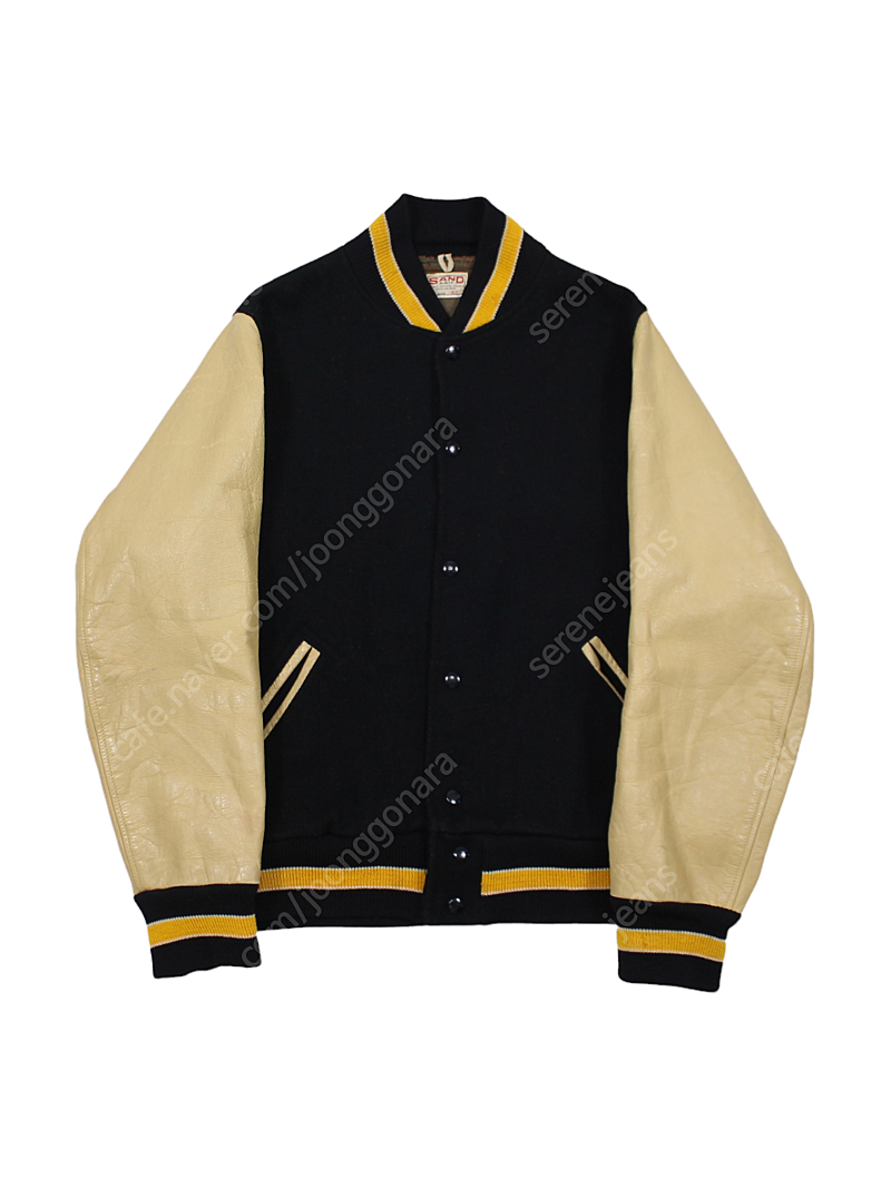 [40] 1960s USA Sand Knit Leather/Wool Varsity Jacket 레더 울 바시티자켓 가죽자켓 빈티지
