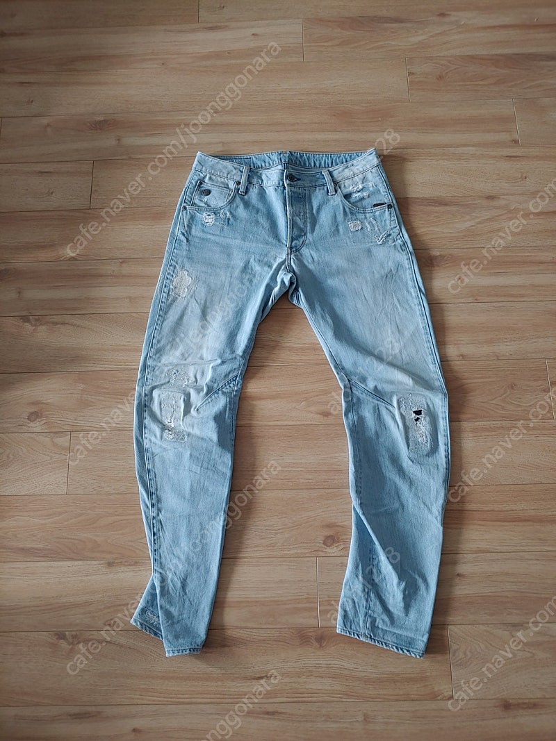 지스타로우 g star raw. arc 3D slim. destroyed vintage wash. 아크 3d 슬림 빈티지디스 연청진. 32사이즈.