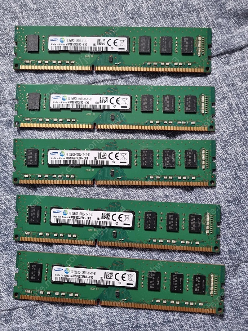 ddr3 4gb 12800 양면 램 5개 일괄