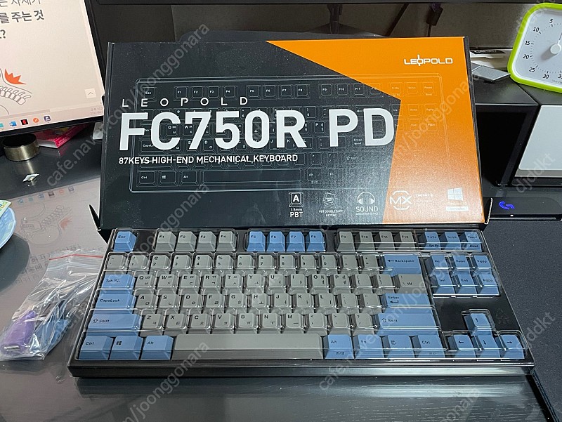 레오폴드 FC750R PD 그레이 블루 한글-클리어 풀 패키지
